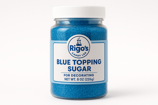 lue topping sugar with packaging by Rigo's Candy Lab
